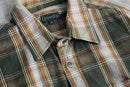 green base tartan check light flannel shirt