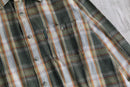 green base tartan check light flannel shirt