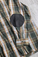 green base tartan check light flannel shirt
