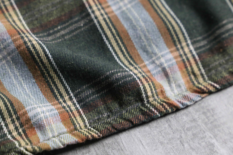 green base tartan check light flannel shirt