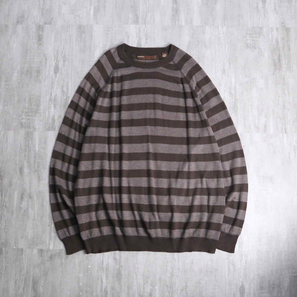 “PERRY ELLIS” horizontal stripe cotton acryl knit