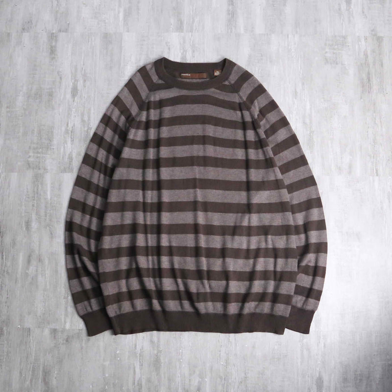 “PERRY ELLIS” horizontal stripe cotton acryl knit