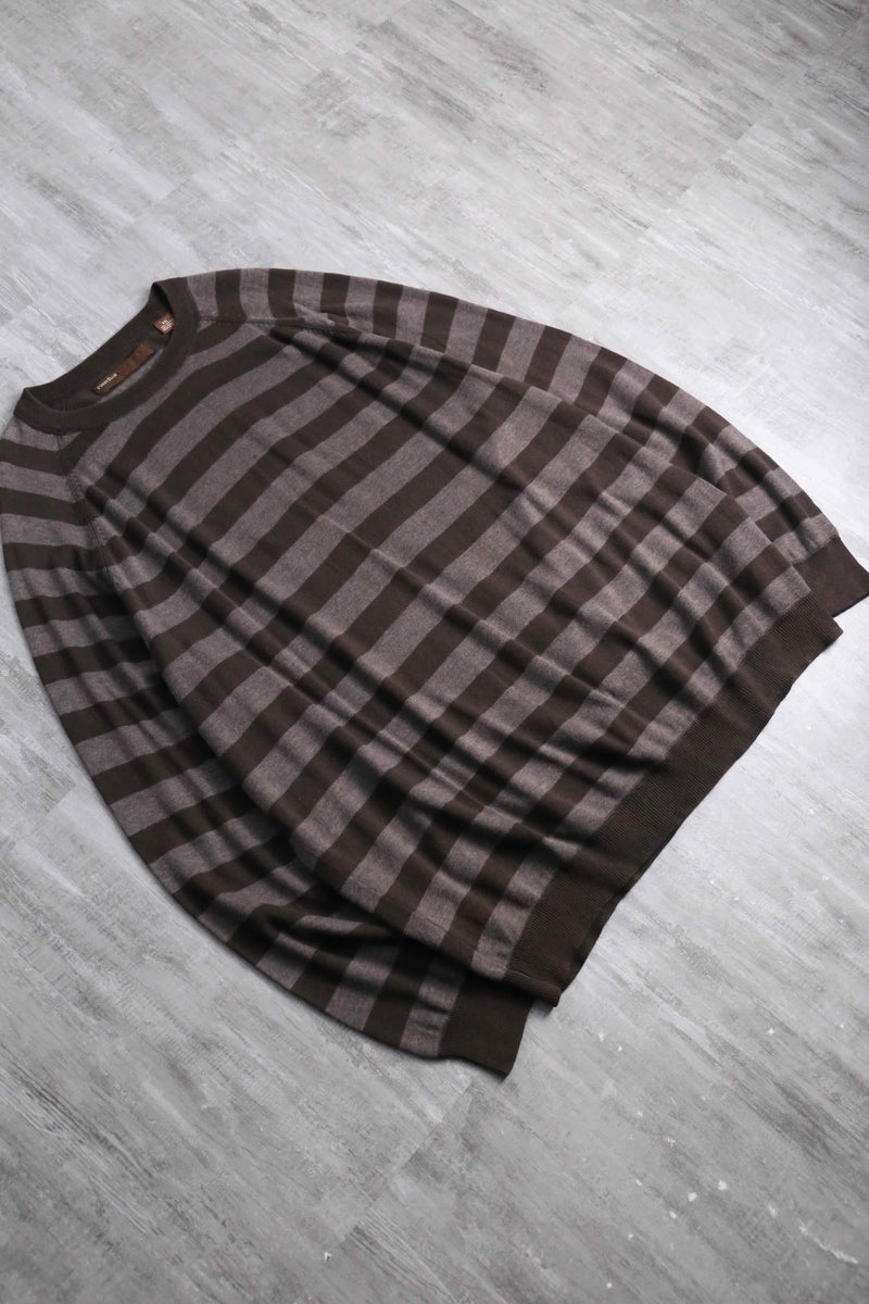 “PERRY ELLIS” horizontal stripe cotton acryl knit