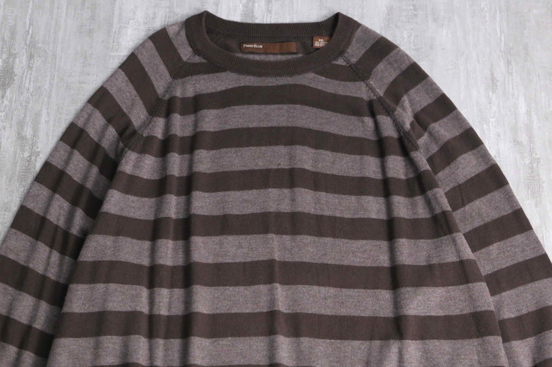 “PERRY ELLIS” horizontal stripe cotton acryl knit