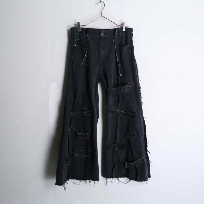 "Re:make" super flare black denim pants