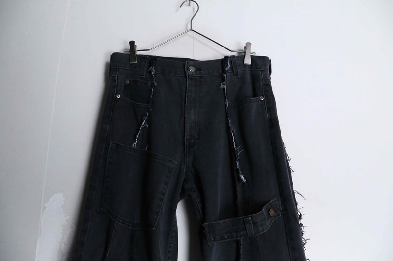 "Re:make" super flare black denim pants