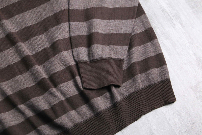 “PERRY ELLIS” horizontal stripe cotton acryl knit