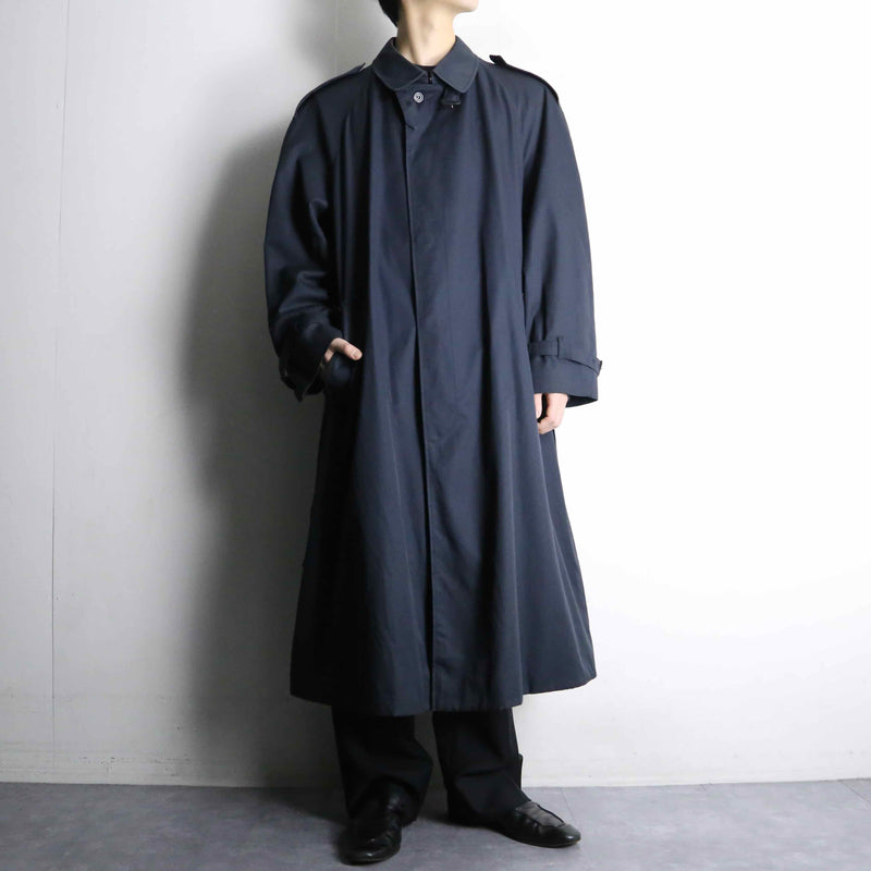 "Aquascutam" navy twill belted balmacaan coat