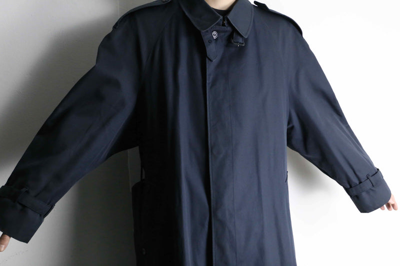 "Aquascutam" navy twill belted balmacaan coat