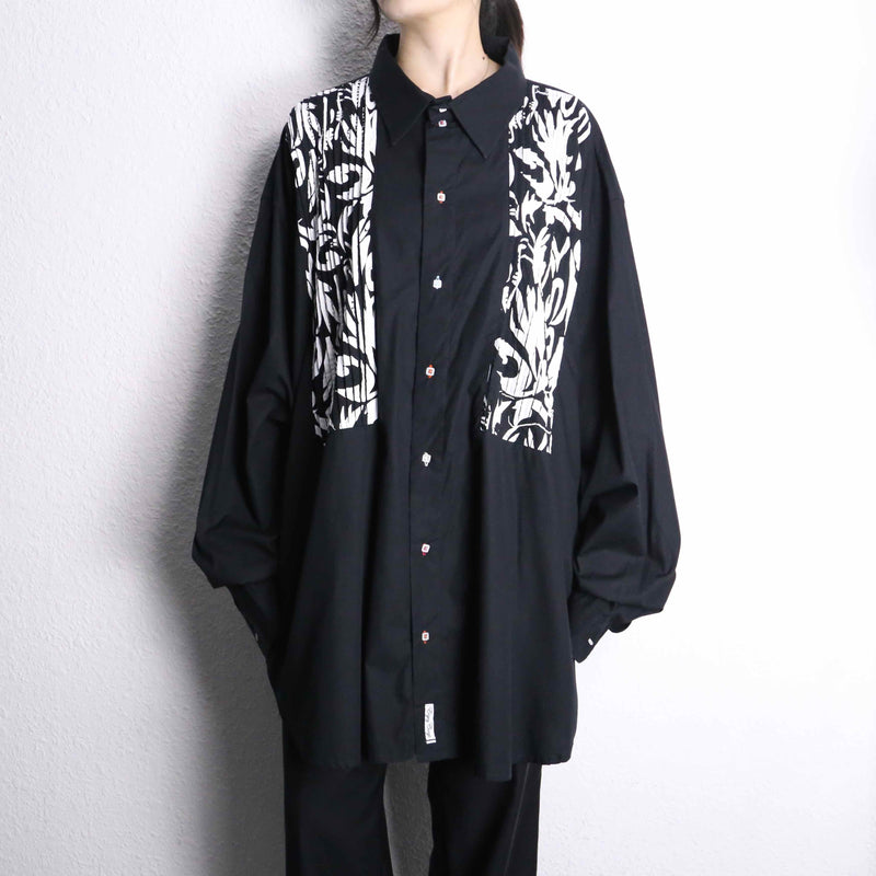 "COOGI" tuck marble pattern loose L/S shirt