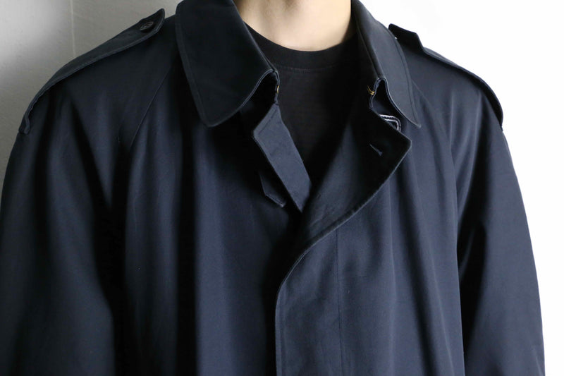 "Aquascutam" navy twill belted balmacaan coat