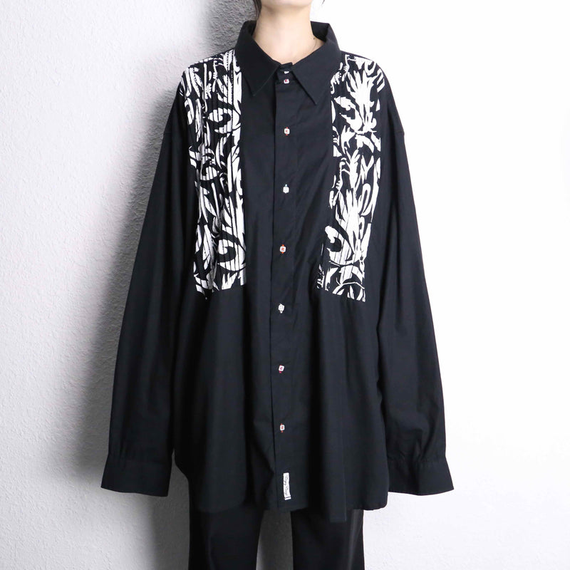 "COOGI" tuck marble pattern loose L/S shirt