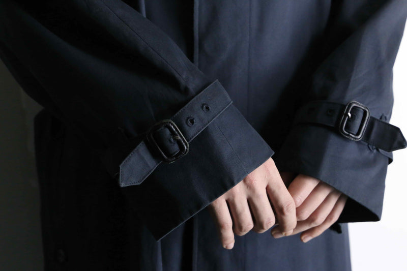 "Aquascutam" navy twill belted balmacaan coat