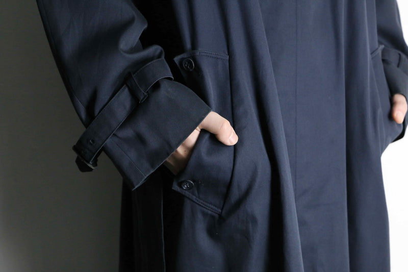 "Aquascutam" navy twill belted balmacaan coat