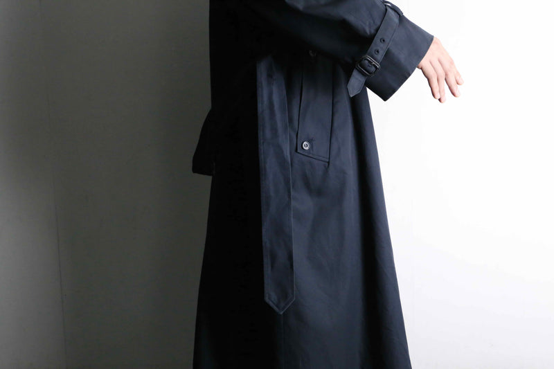 "Aquascutam" navy twill belted balmacaan coat