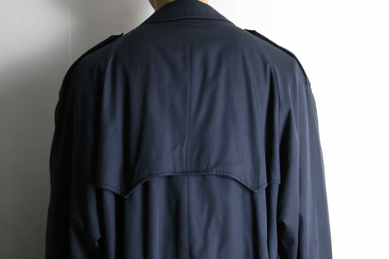 "Aquascutam" navy twill belted balmacaan coat