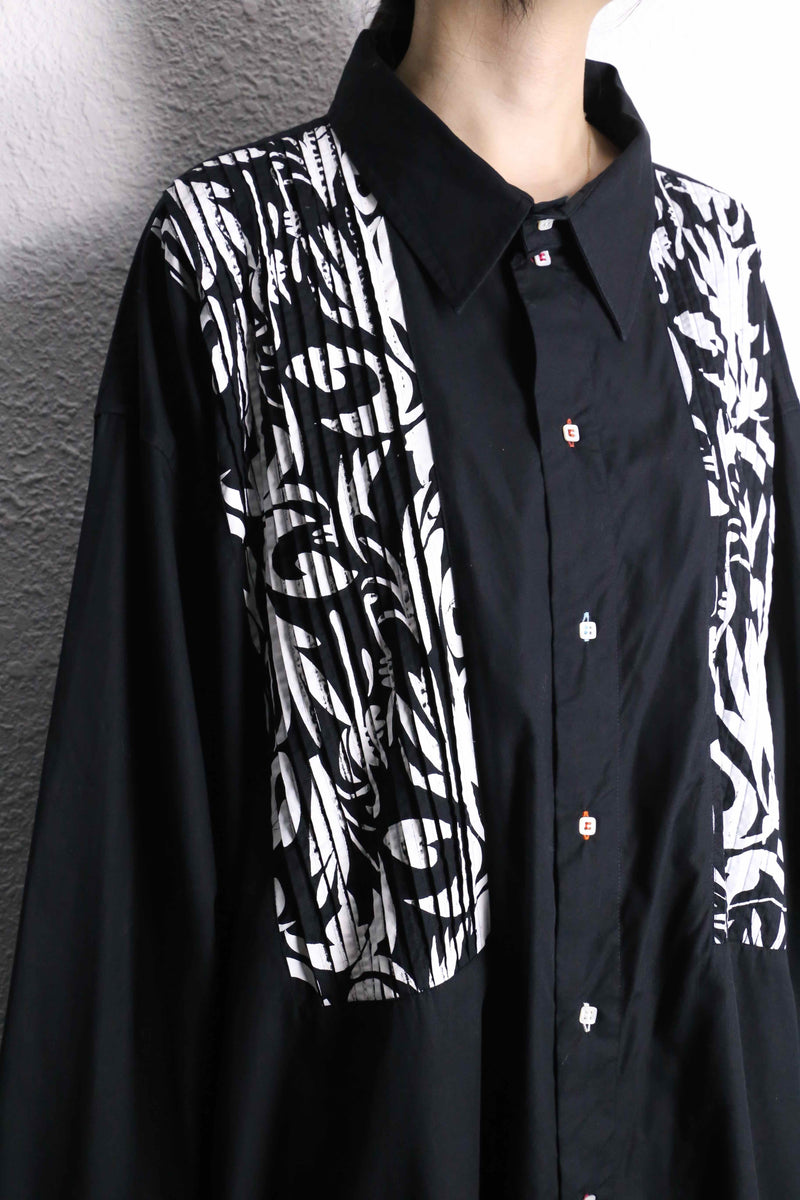 "COOGI" tuck marble pattern loose L/S shirt