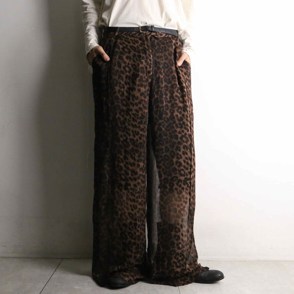 leopard pattern wide sheer pants