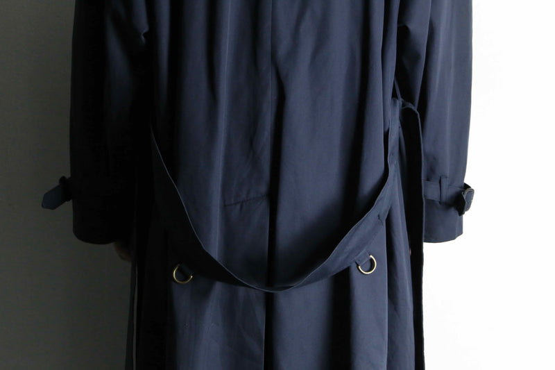 "Aquascutam" navy twill belted balmacaan coat