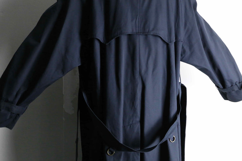 "Aquascutam" navy twill belted balmacaan coat