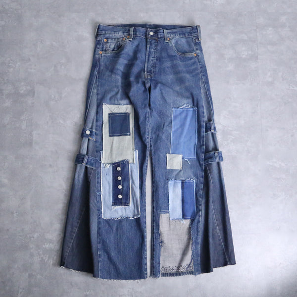 "Re:make" patchwork design buggy flare denim