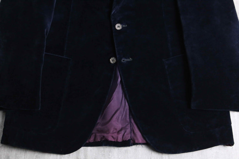 navy cotton velour 2B tailored jacket
