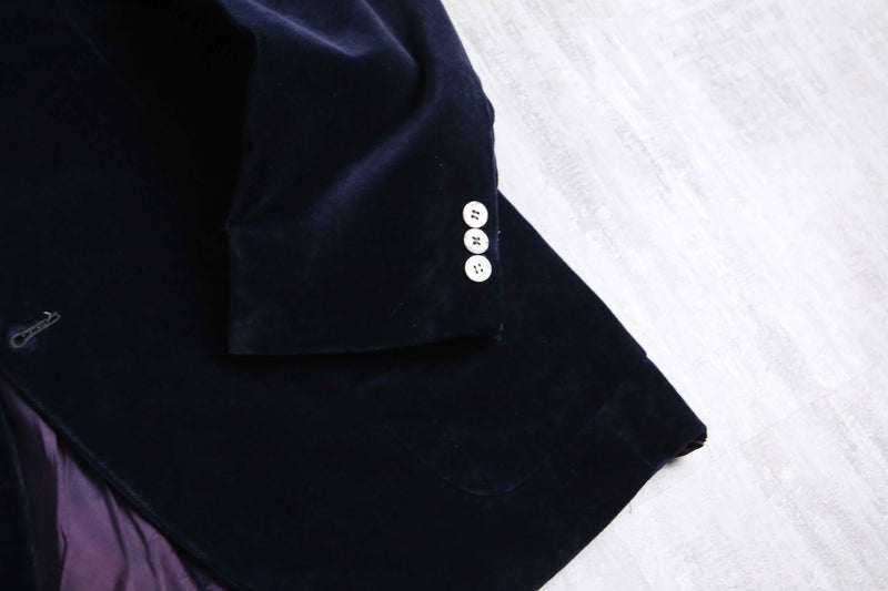 navy cotton velour 2B tailored jacket