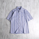 70s blue geometric pattern poly shirt