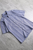 70s blue geometric pattern poly shirt