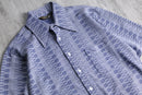 70s blue geometric pattern poly shirt