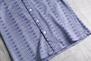 70s blue geometric pattern poly shirt