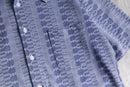 70s blue geometric pattern poly shirt