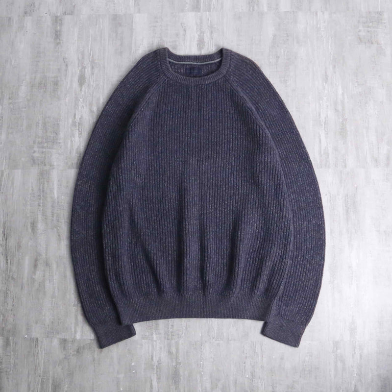 melange navy cotton rib knit
