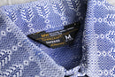 70s blue geometric pattern poly shirt