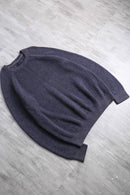 melange navy cotton rib knit