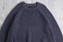 melange navy cotton rib knit