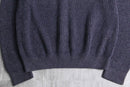 melange navy cotton rib knit