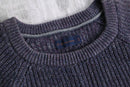 melange navy cotton rib knit