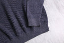 melange navy cotton rib knit