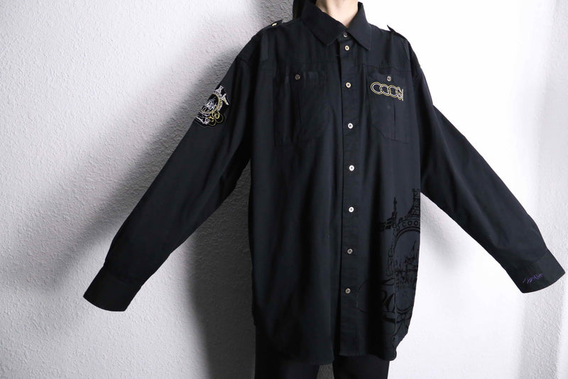 "COOGI" embroidery patch work design L/S shirt