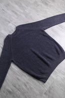 melange navy cotton rib knit