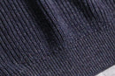 melange navy cotton rib knit
