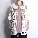 "Re:make" damage tee docking red stripe shirt