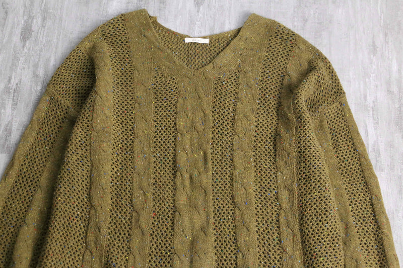 melange khaki acryl poly knit