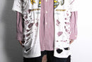 "Re:make" damage tee docking red stripe shirt