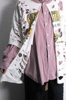 "Re:make" damage tee docking red stripe shirt