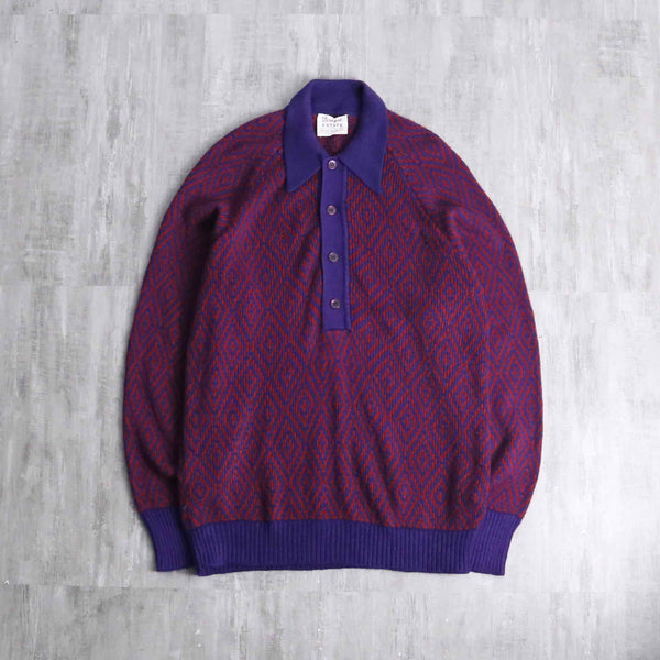 1970's-1980's argyle pattern polo knit