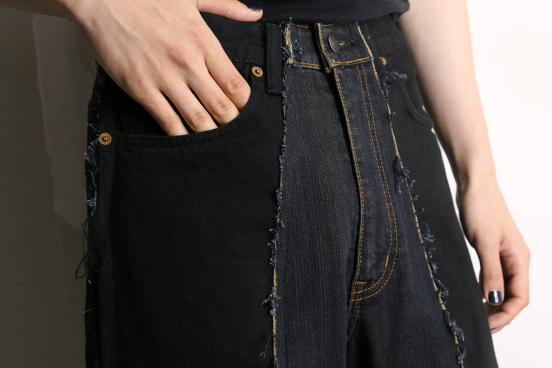 remake "再構築" black side design docking flare denim