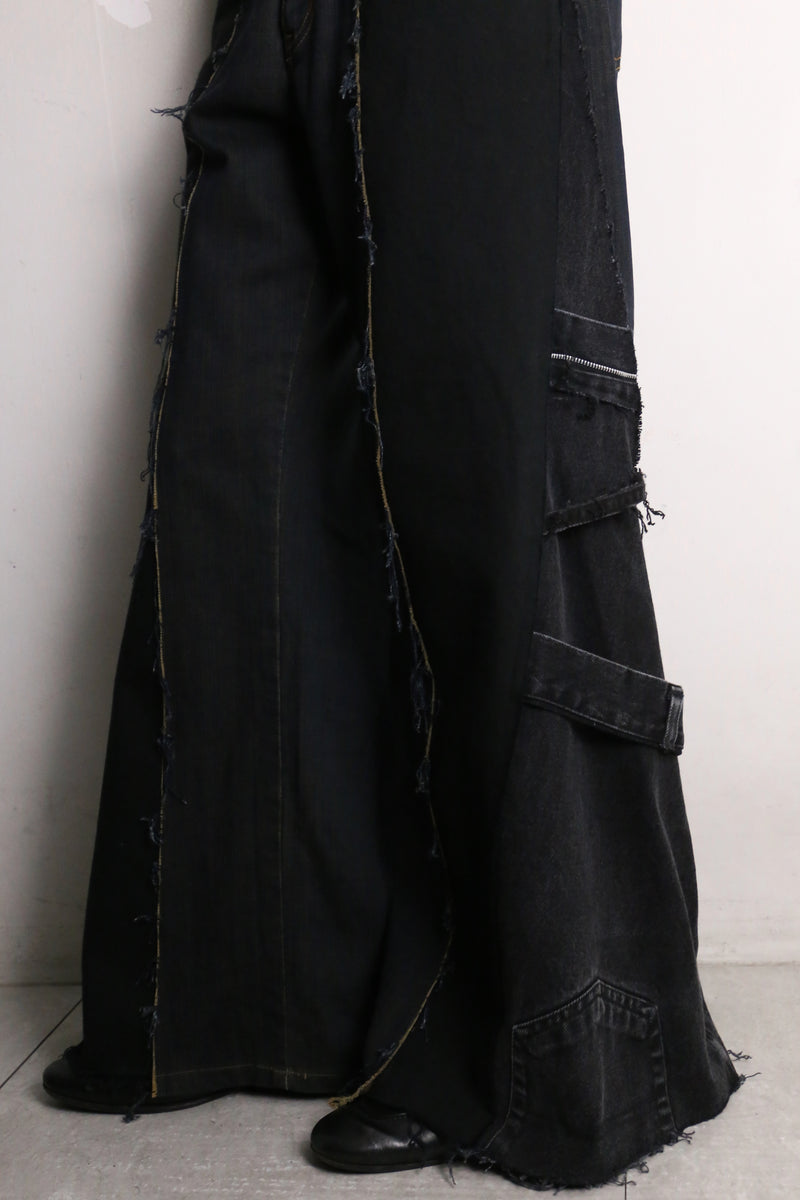 remake "再構築" black side design docking flare denim