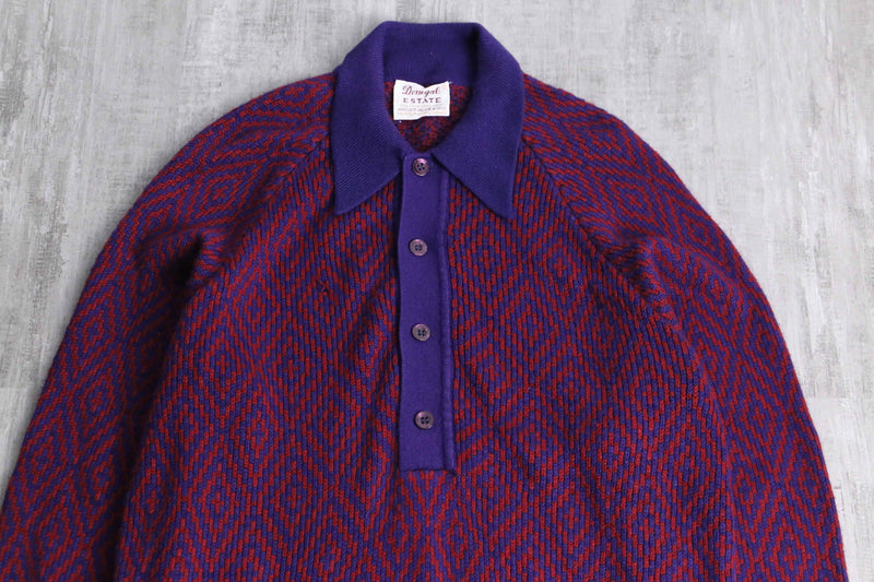1970's-1980's argyle pattern polo knit